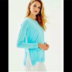 SOLD NWT Lilly Pulitzer Damara Coolmax Sweater heathered bayside Blue Sz L